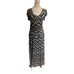 Torrid Size 1 Black White Layered Maxi Dress Flowy Elegant Plus Size Dress